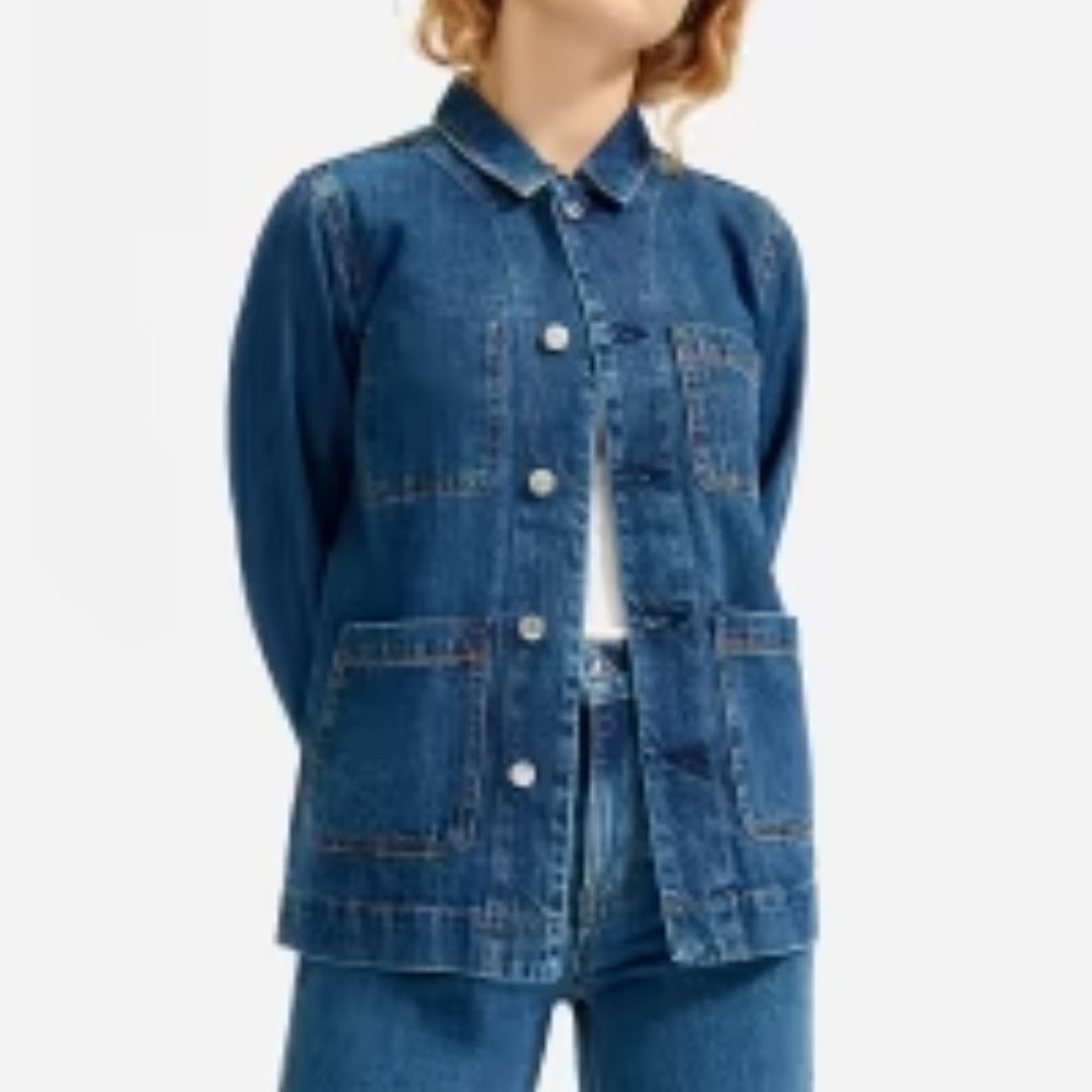 EVERLANE THE DENIM CHORE JACKET 100% COTTON DENIM BUTTON FRONT XXS JEAN JACKET